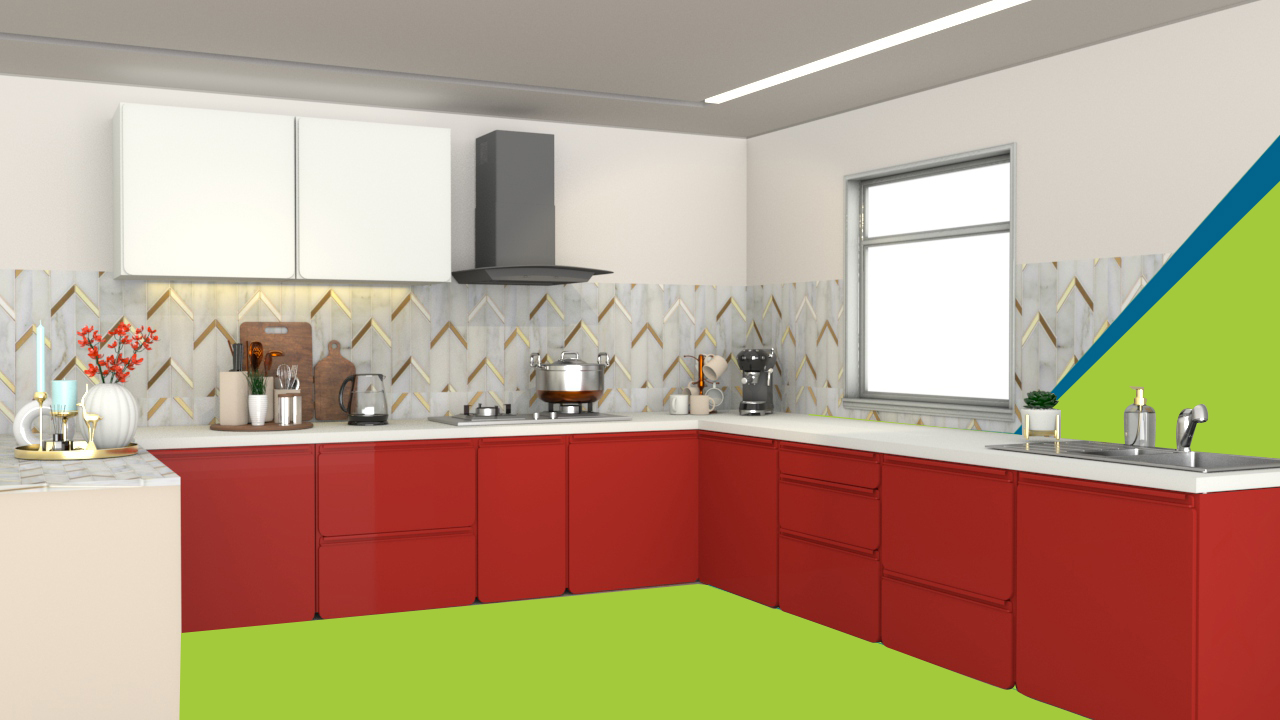 Modern Modular L Shape Kitchen Design In Pumic Grey Tones | Livspace